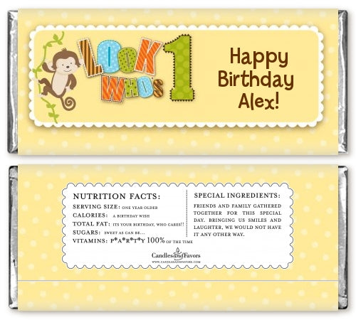 Look Who's Turning One Monkey - Personalized Birthday Party Candy Bar Wrappers