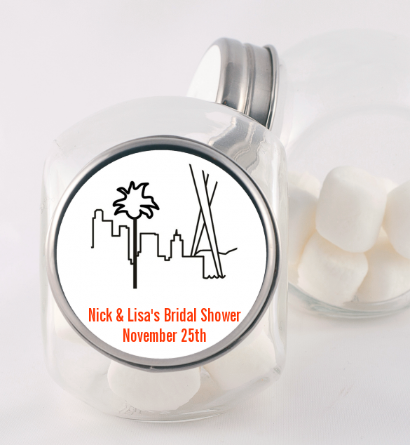 Los Angeles Skyline - Personalized Bridal Shower Candy Jar