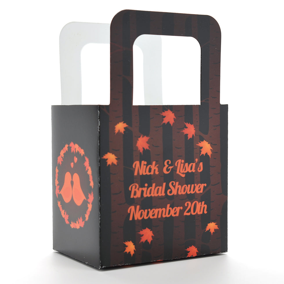 Fall Love Birds - Personalized Bridal Shower Favor Boxes
