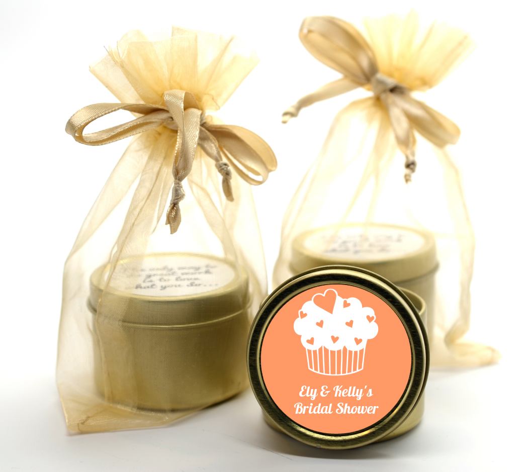 Love is Sweet - Bridal Shower Gold Tin Candle Favors
