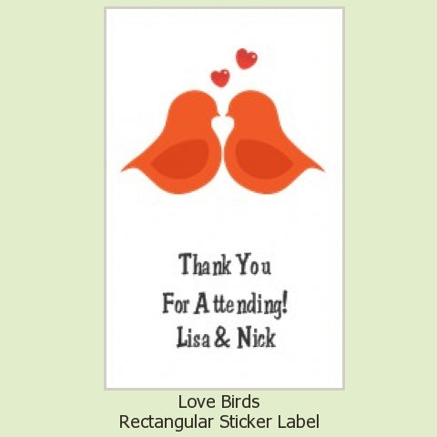 Love Birds - Custom Rectangle Bridal Shower Sticker/Labels