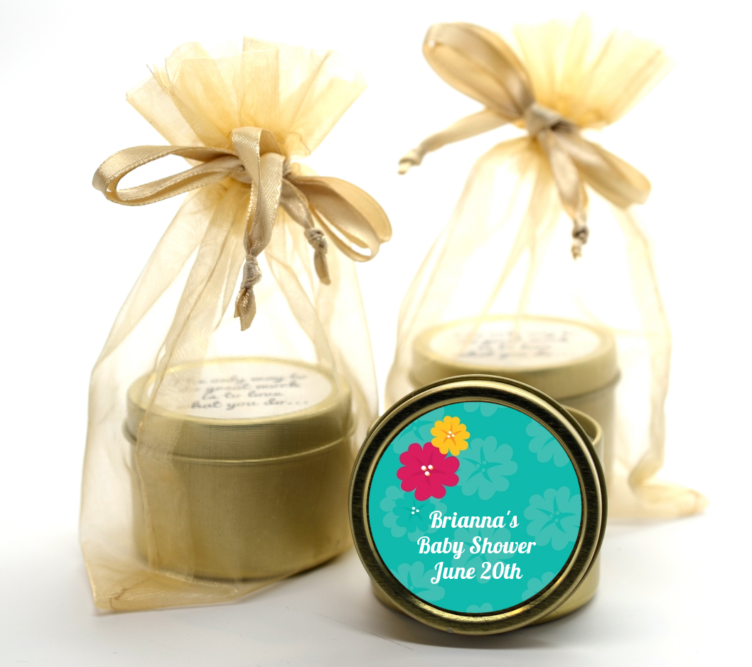 Luau - Birthday Party Gold Tin Candle Favors
