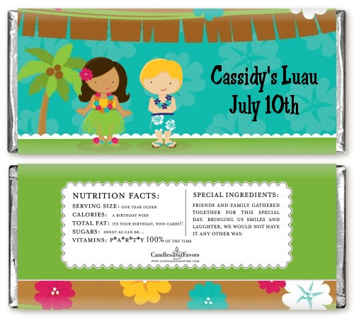 Luau Friends - Personalized Birthday Party Candy Bar Wrappers