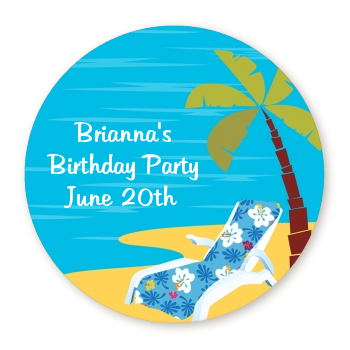 Luau - Round Personalized Birthday Party Sticker Labels