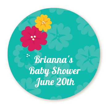 Luau - Round Personalized Baby Shower Sticker Labels