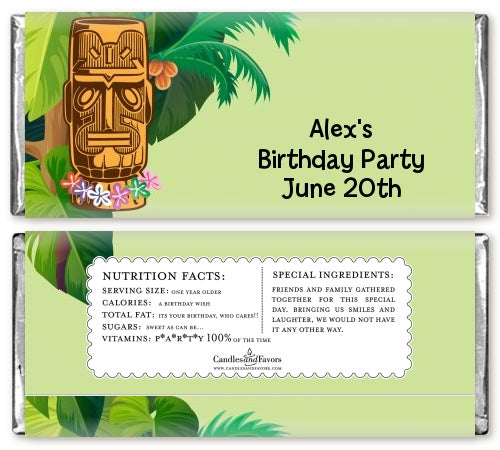 Luau Tiki - Personalized Birthday Party Candy Bar Wrappers