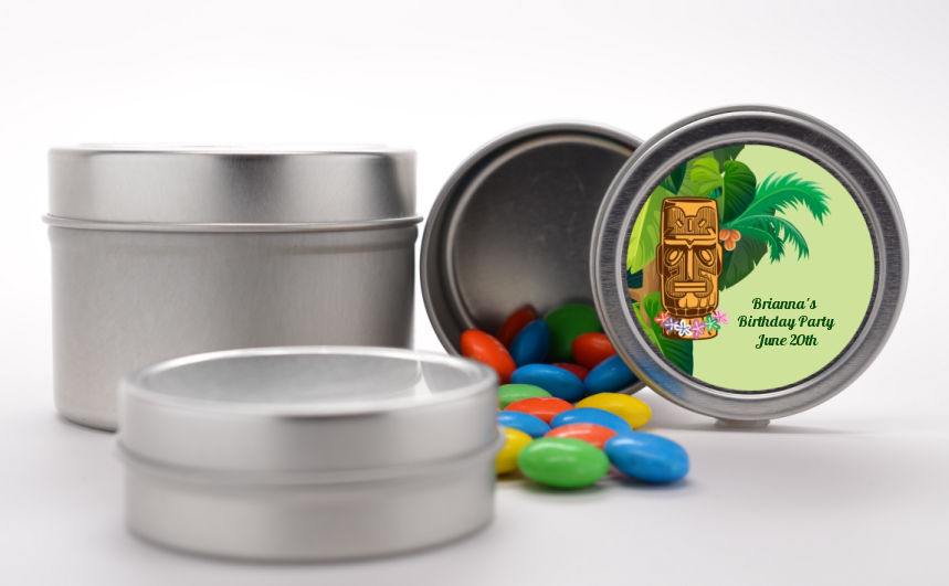 Luau Tiki - Custom Birthday Party Favor Tins