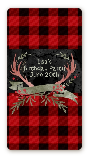 Lumberjack Buffalo Plaid - Custom Rectangle Birthday Party Sticker/Labels