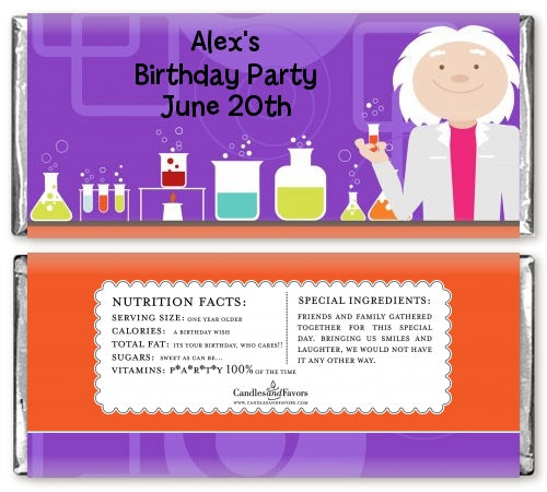 Mad Scientist - Personalized Birthday Party Candy Bar Wrappers
