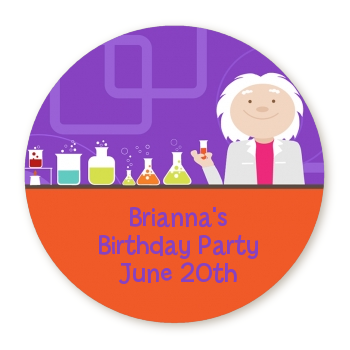 Mad Scientist - Round Personalized Birthday Party Sticker Labels