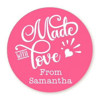 Made With Love - Round Personalized Birthday Party Sticker Labels