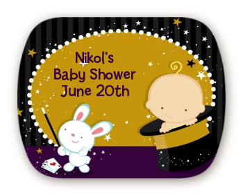 Magic Baby Caucasian - Personalized Baby Shower Rounded Corner Stickers
