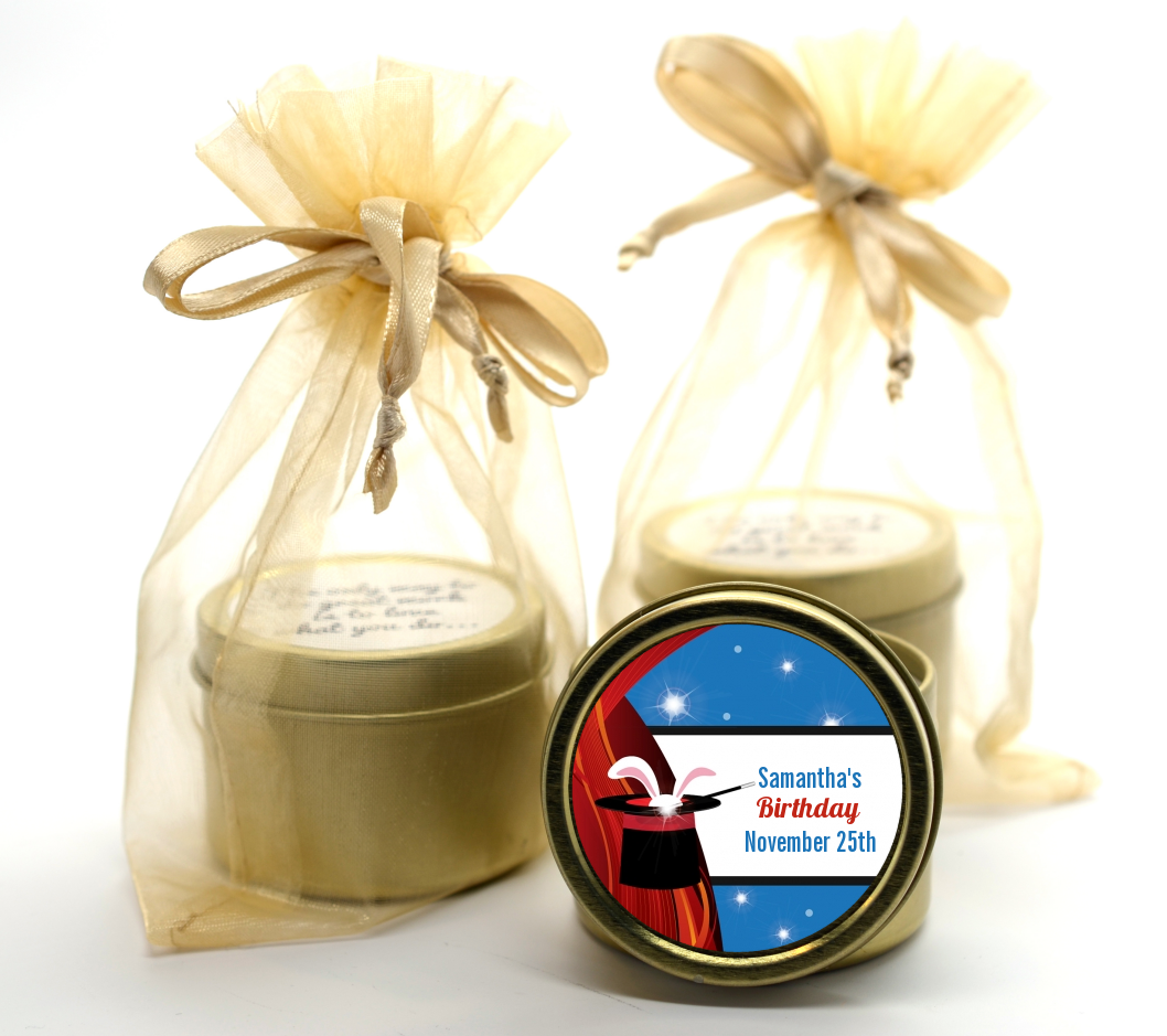 Magic - Birthday Party Gold Tin Candle Favors