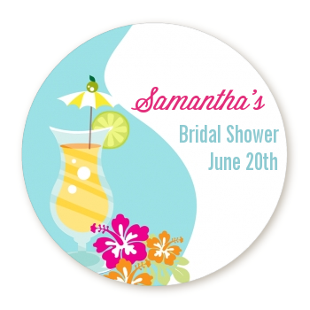 Margarita Drink - Round Personalized Bridal Shower Sticker Labels