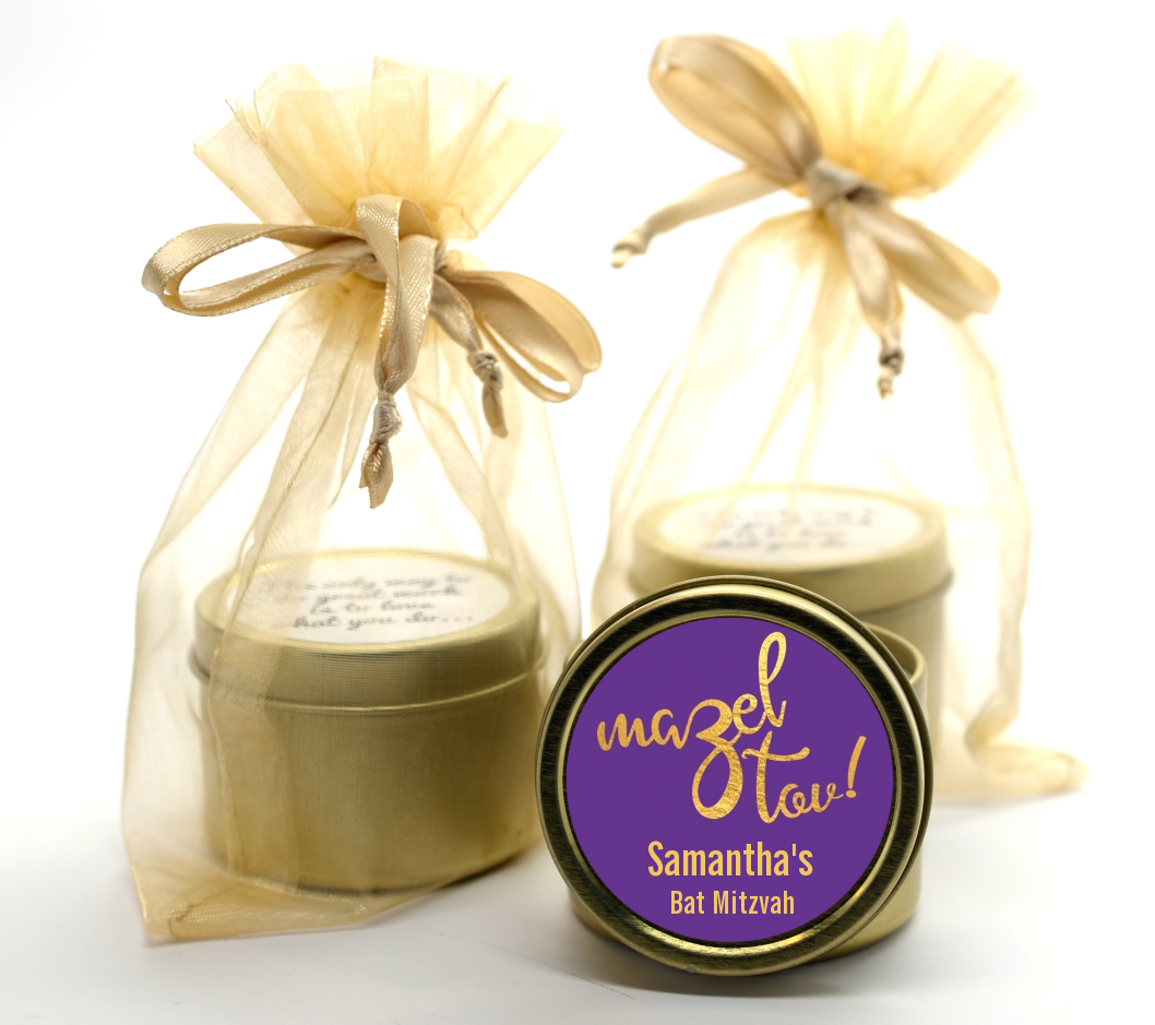 Mazel Tov - Bridal Shower Gold Tin Candle Favors