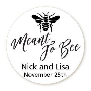 Meant To Bee - Round Personalized Bridal Shower Sticker Labels