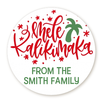 Mele Kalikimaka - Round Personalized Christmas Sticker Labels
