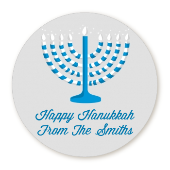 Menorah - Round Personalized Sticker Labels
