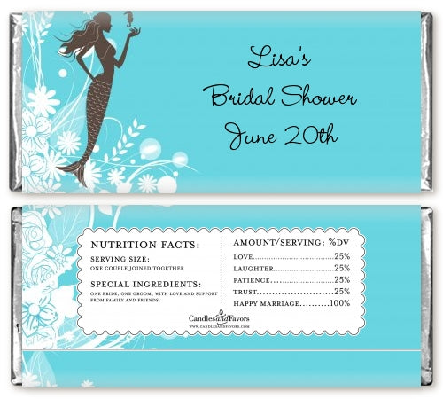 Mermaid - Personalized Bridal Shower Candy Bar Wrappers