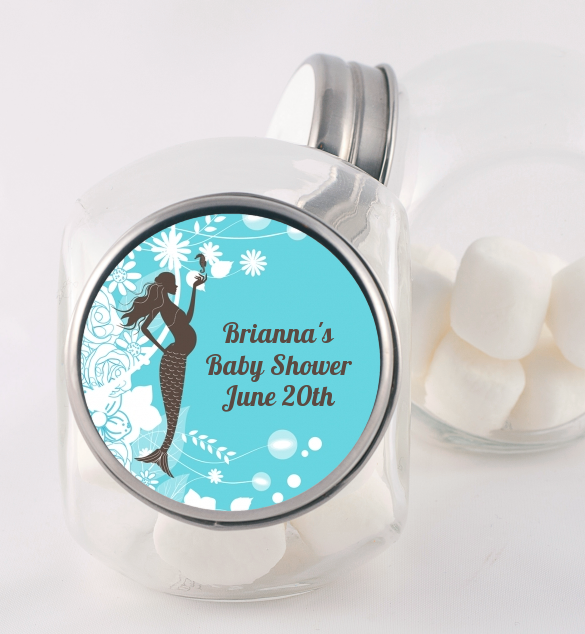 Mermaid Pregnant - Personalized Baby Shower Candy Jar