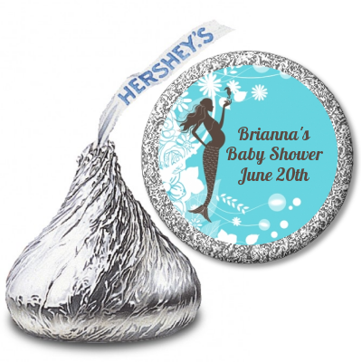 Mermaid Pregnant - Hershey Kiss Baby Shower Sticker Labels