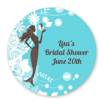 Mermaid - Round Personalized Bridal Shower Sticker Labels