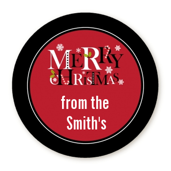 Merry Christmas - Round Personalized Christmas Sticker Labels
