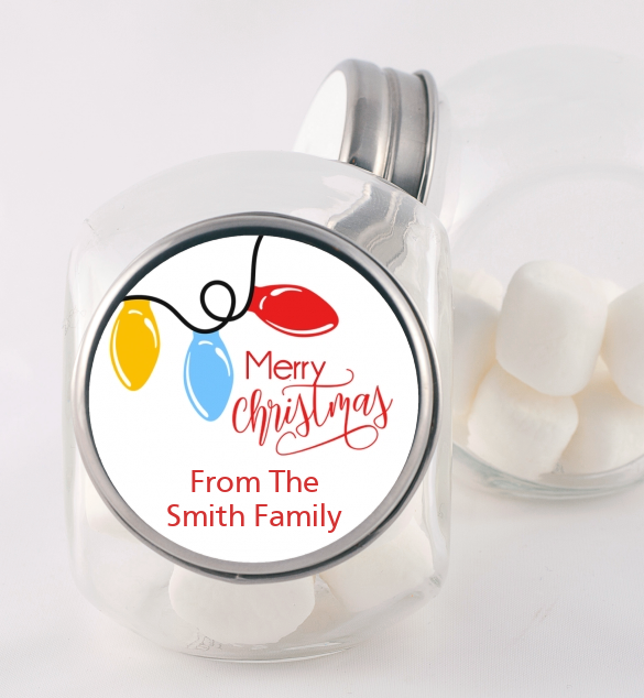 Merry Christmas Lights - Personalized Christmas Candy Jar