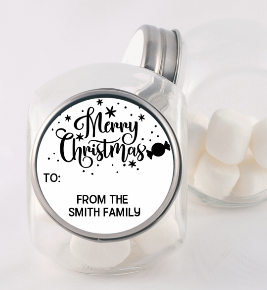 Merry Christmas Peppermint - Personalized Christmas Candy Jar