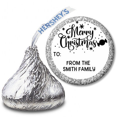 Merry Christmas Peppermint - Hershey Kiss Christmas Sticker Labels