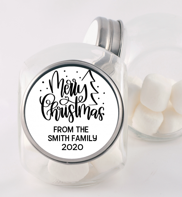 Merry Christmas with Tree - Personalized Christmas Candy Jar
