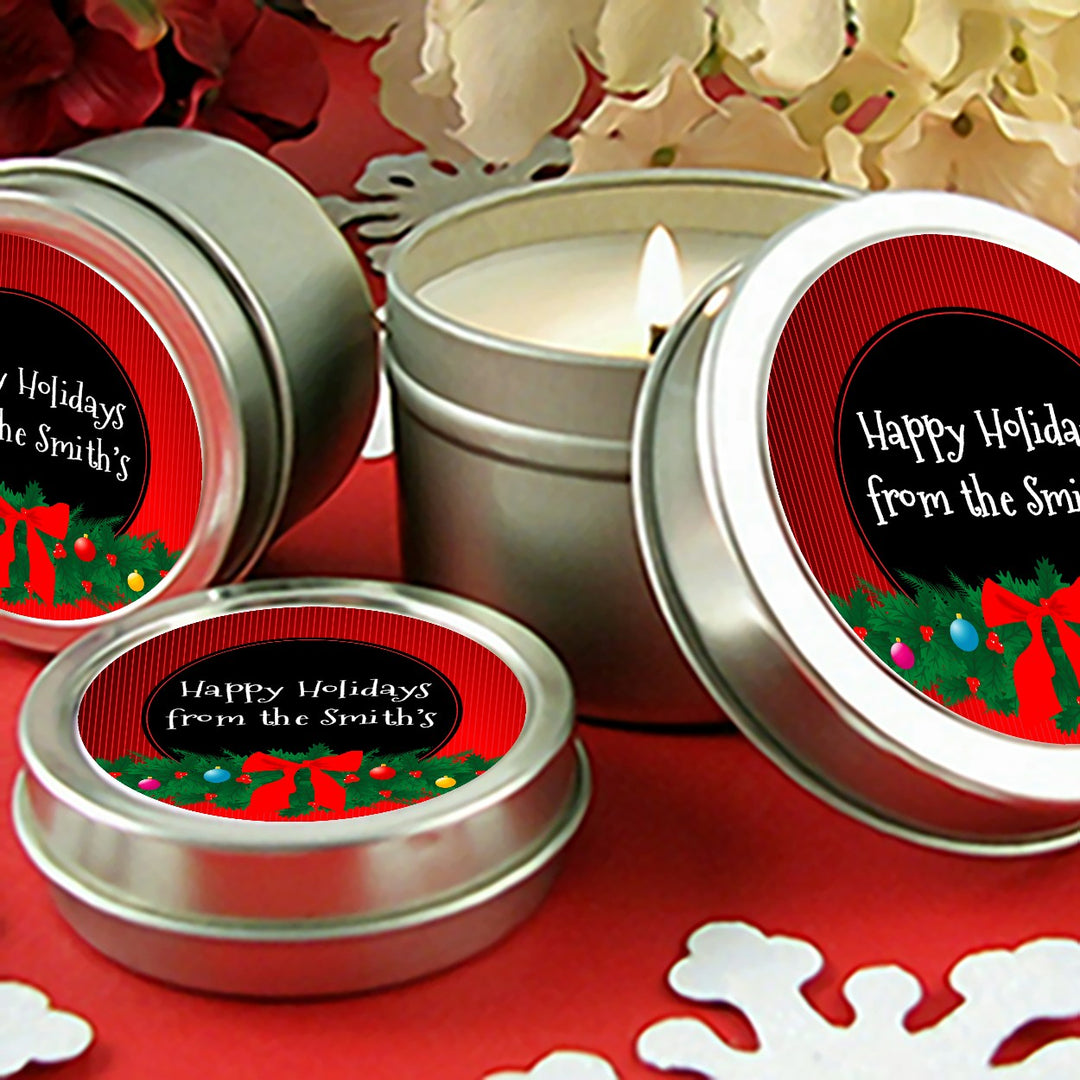 Merry Christmas Wreath - Christmas Candle Favors