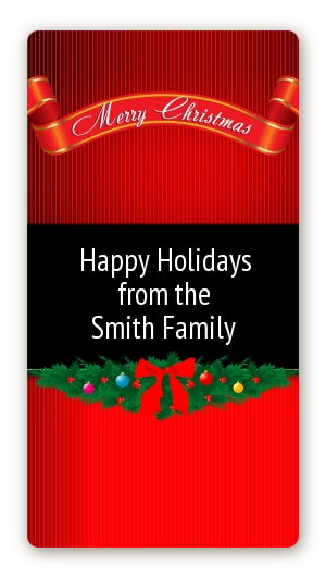 Merry Christmas Wreath - Custom Rectangle Christmas Sticker/Labels