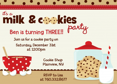 Milk & Cookies - Birthday Party Invitations