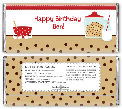Milk & Cookies - Personalized Birthday Party Candy Bar Wrappers