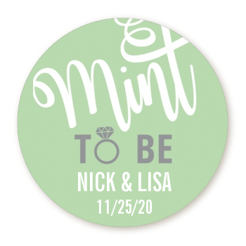 Mint To Be - Round Personalized Bridal Shower Sticker Labels