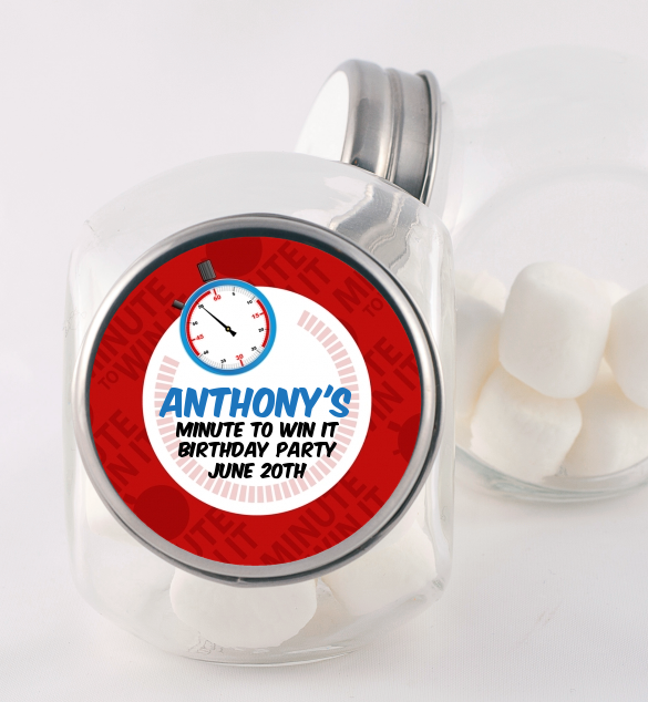 Minute To Win It Inspired - Personalized Birthday Party Candy Jar