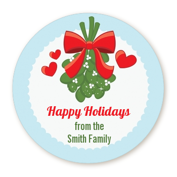 Mistletoe - Round Personalized Christmas Sticker Labels