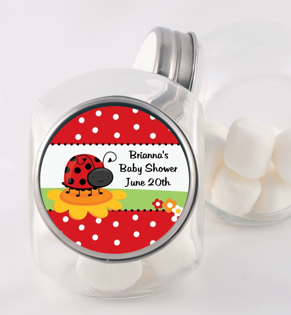 Modern Ladybug Red - Personalized Birthday Party Candy Jar