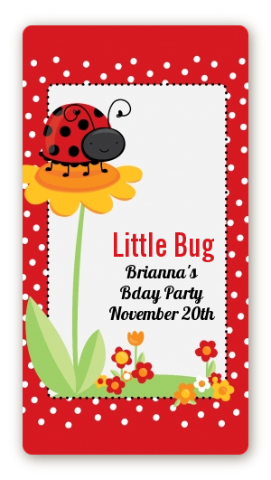 Modern Ladybug Red - Custom Rectangle Birthday Party Sticker/Labels