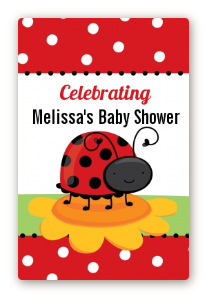 Modern Ladybug Red - Custom Large Rectangle Baby Shower Sticker/Labels