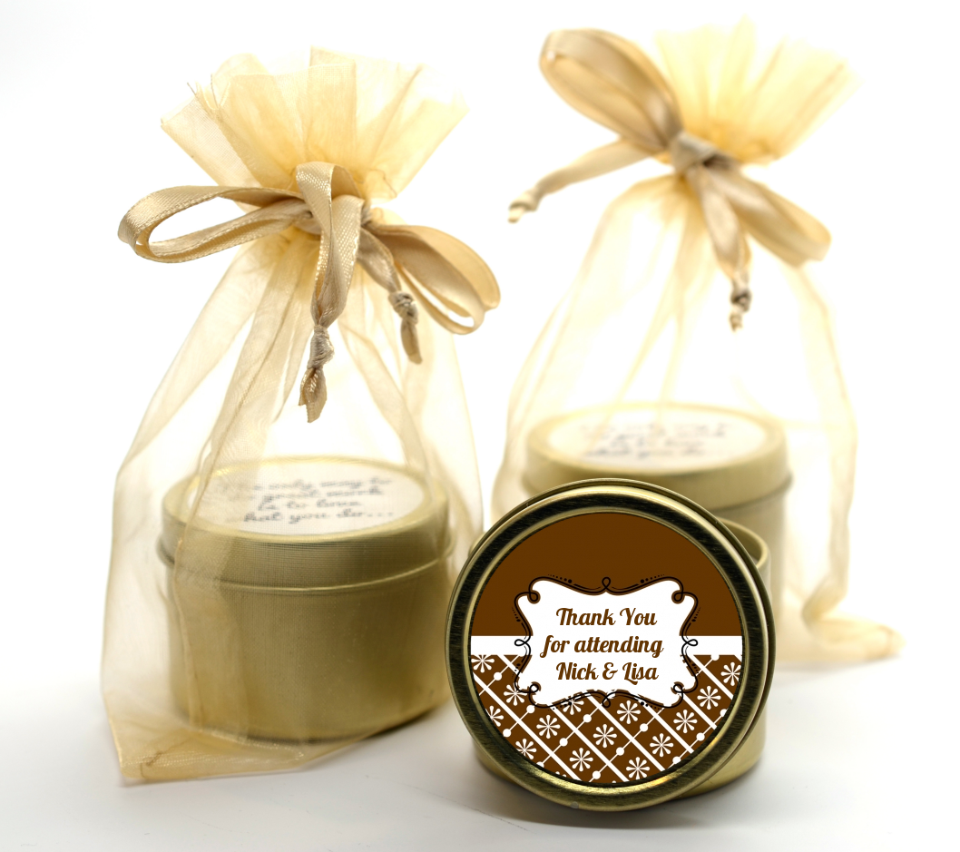 Modern Thatch Brown -  Gold Tin Candle Favors