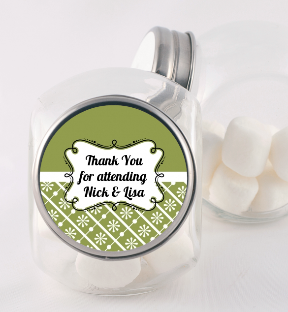 Modern Thatch Green - Personalized  Candy Jar