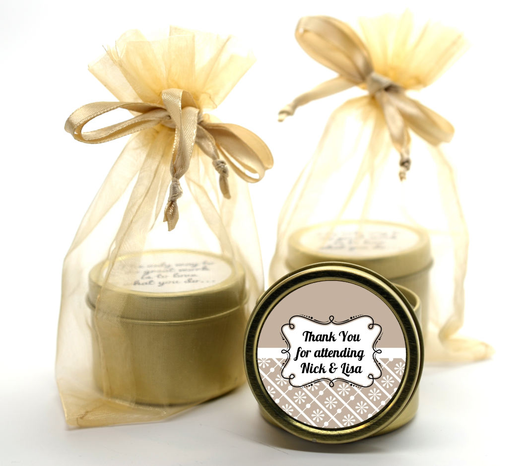 Modern Thatch Latte -  Gold Tin Candle Favors