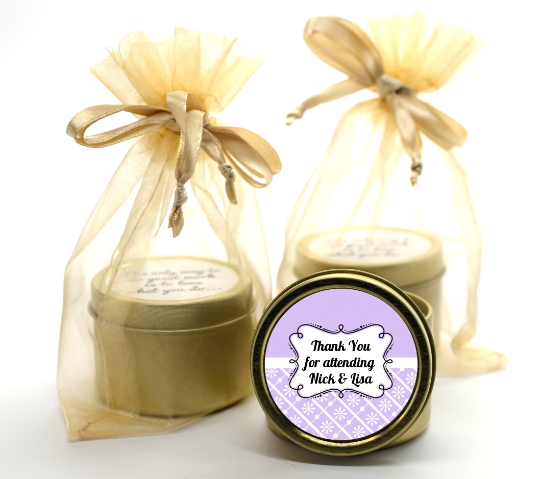 Modern Thatch Lilac -  Gold Tin Candle Favors