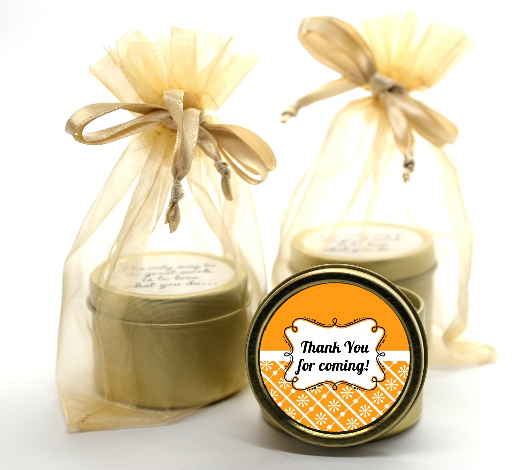 Modern Thatch Orange -  Gold Tin Candle Favors