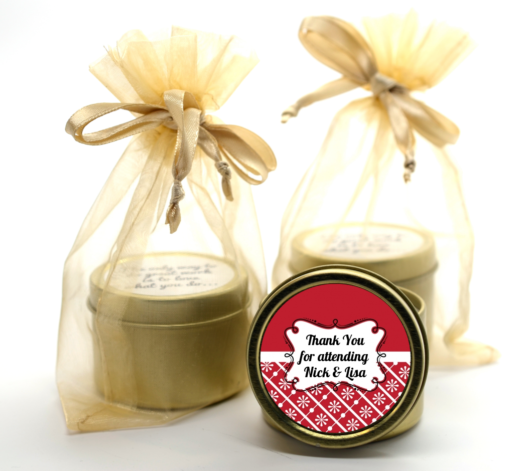 Modern Thatch Red -  Gold Tin Candle Favors