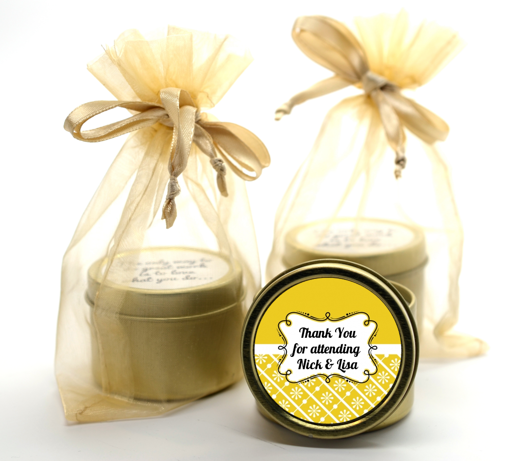 Modern Thatch Yellow -  Gold Tin Candle Favors