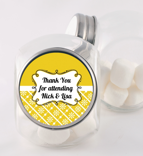 Modern Thatch Yellow - Personalized  Candy Jar