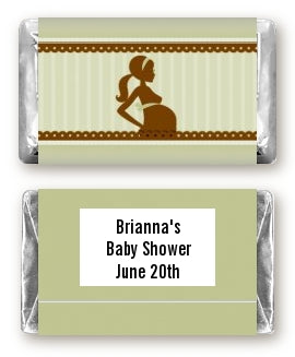 Mommy Silhouette It's a Baby - Personalized Baby Shower Mini Candy Bar Wrappers